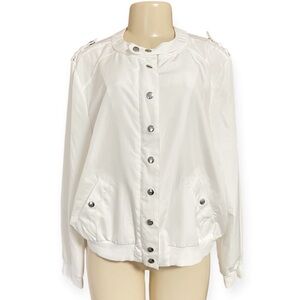 COUPE Collection White Lightweight Zip Button Windbreaker‎ Jacket